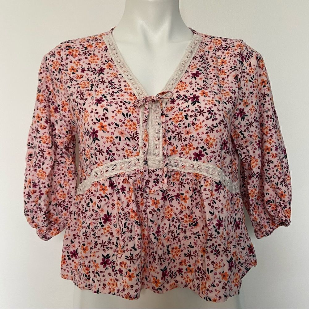 Cottage Core Boho Floral Crop Top